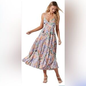 Astr Multicolor Pleated Maxi Dress